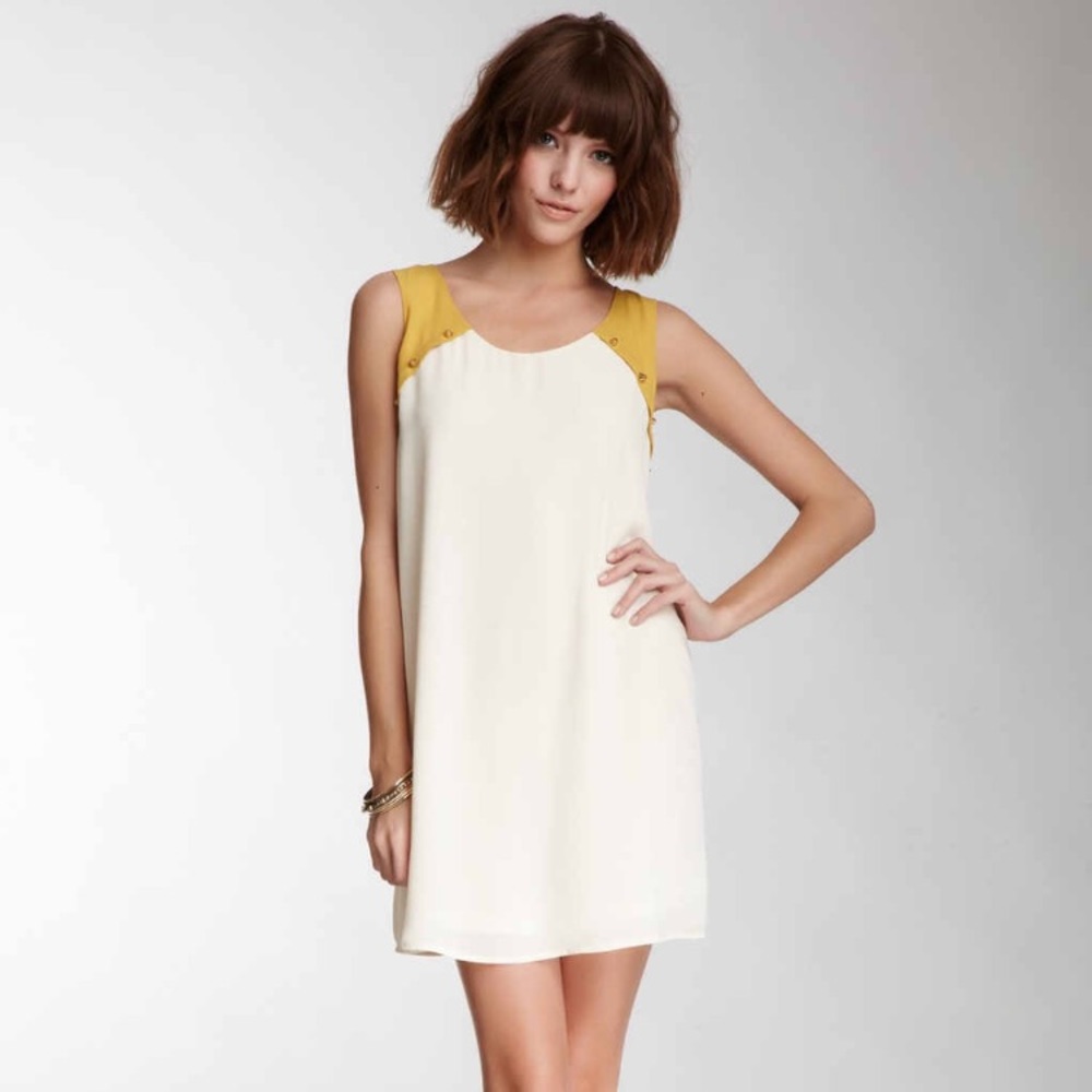 3 for $15! NEW Blu Pepper ivory white mustard dress, S